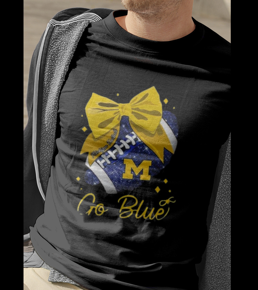 Michigan Wolverines Football Go Blue Bow Girl Michigan Proud T-Shirt