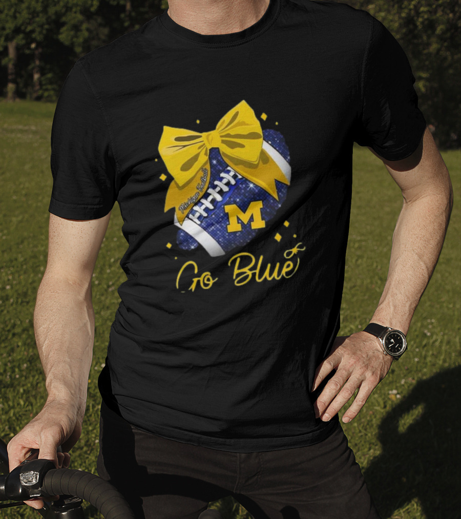 Michigan Wolverines Football Go Blue Bow Girl Michigan Proud T-Shirt