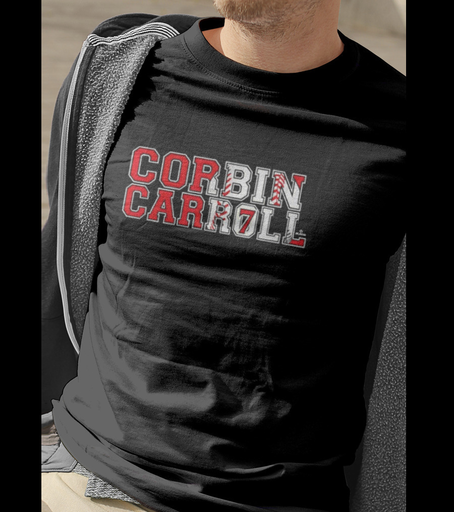 Corbin Carroll Arizona Baseball Player Name Block Letter T-Shirt