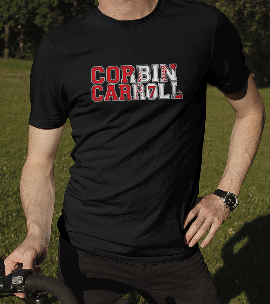 Corbin Carroll Arizona Baseball Player Name Block Letter T-Shirt