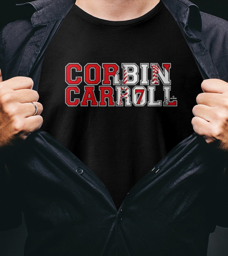 Corbin Carroll Arizona Baseball Player Name Block Letter T-Shirt