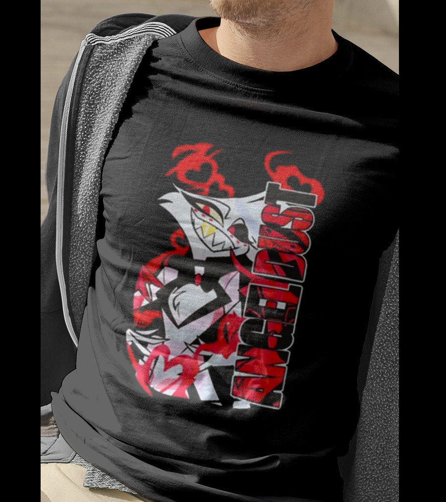 Hazbin Hotel Angel Dust Character With Red Flames T-Shirt