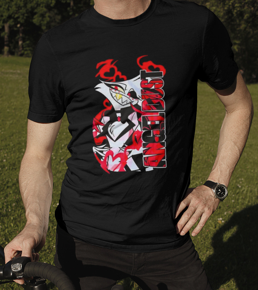 Hazbin Hotel Angel Dust Character With Red Flames T-Shirt