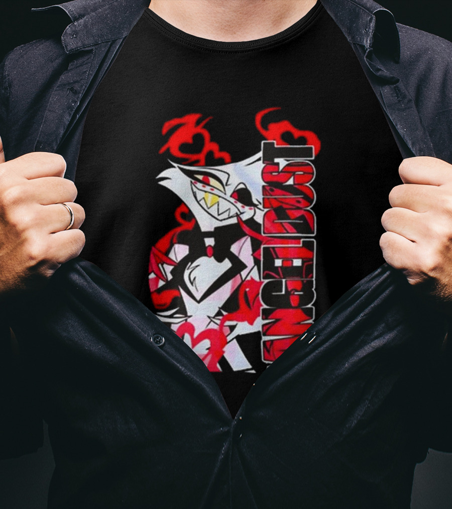 Hazbin Hotel Angel Dust Character With Red Flames T-Shirt