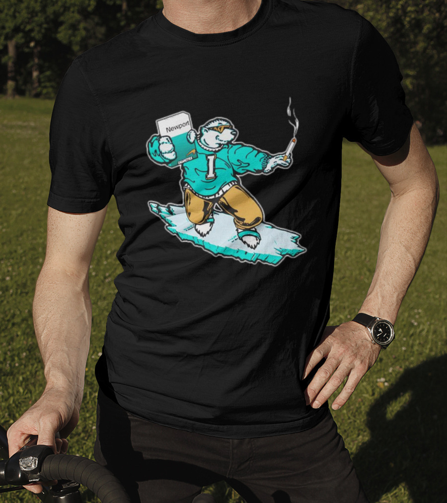 Newport Cigarettes Icee Bear Smoking Hockey T-Shirt