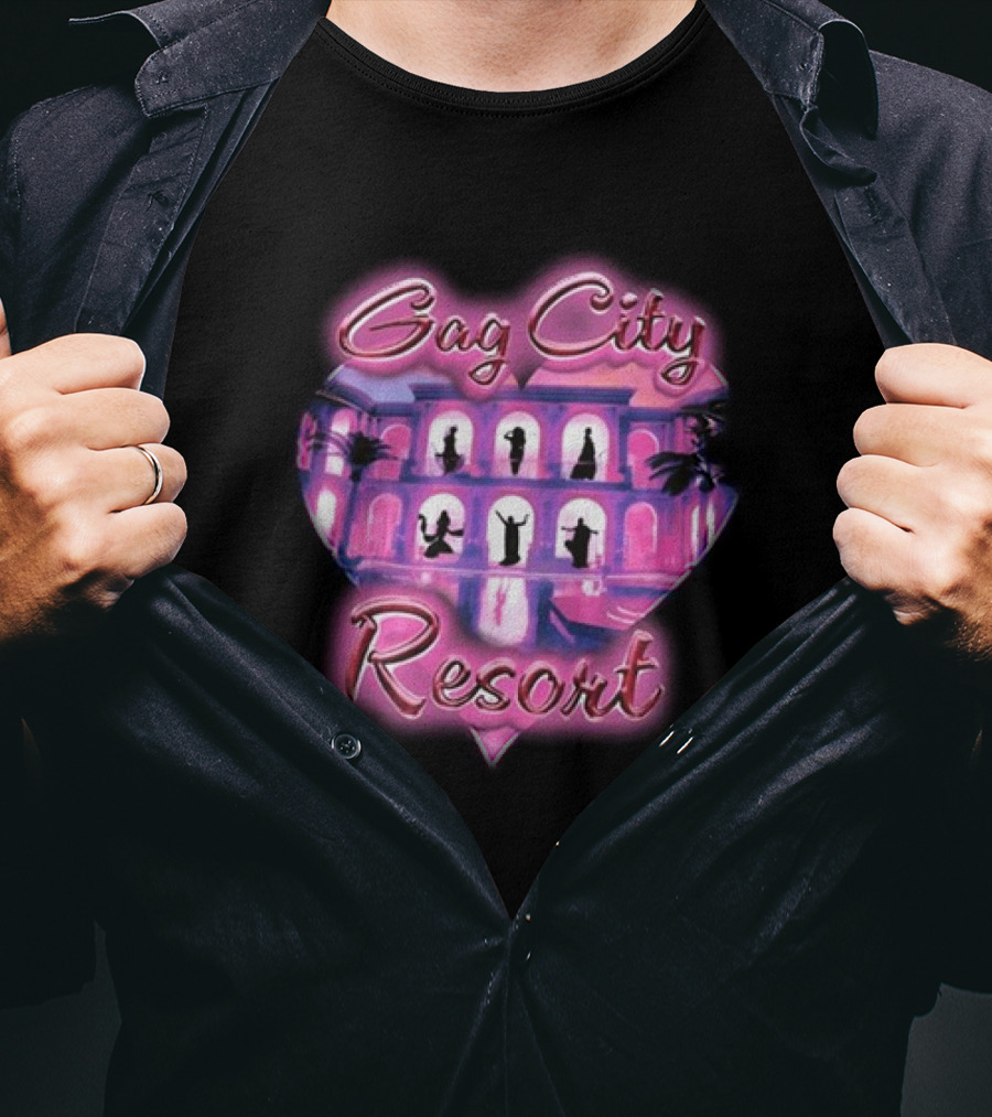 Gag City Resort Heart Silhouette Scene T-Shirt