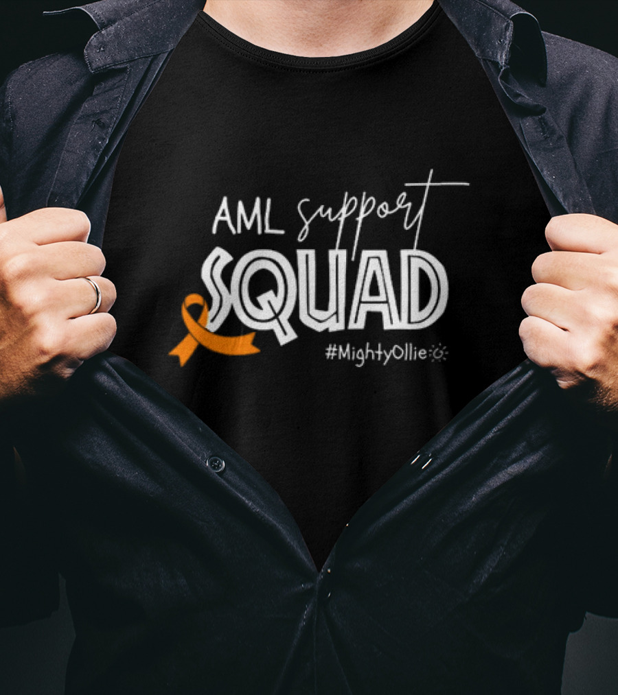 AML Support Squad Mighty Ollie Orange Ribbon #MightyOllie T-Shirt