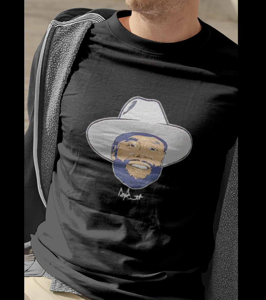 Dak Prescott Dallas Cowboys Big Head Signature Cowboy Hat T-Shirt