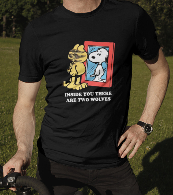 Garfield Inside You There Are Two Wolves Snoopy Reflection T-Shirt