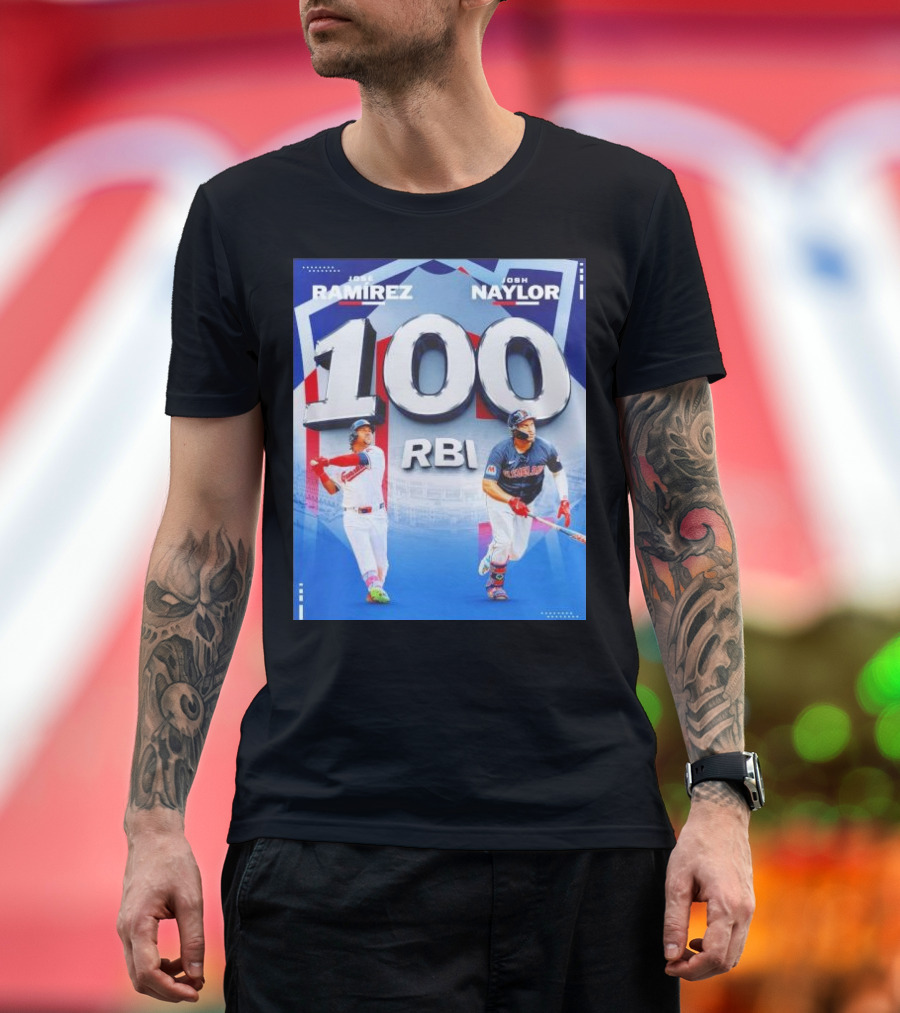 José Ramírez Josh Naylor 100 RBI Milestone T-Shirt