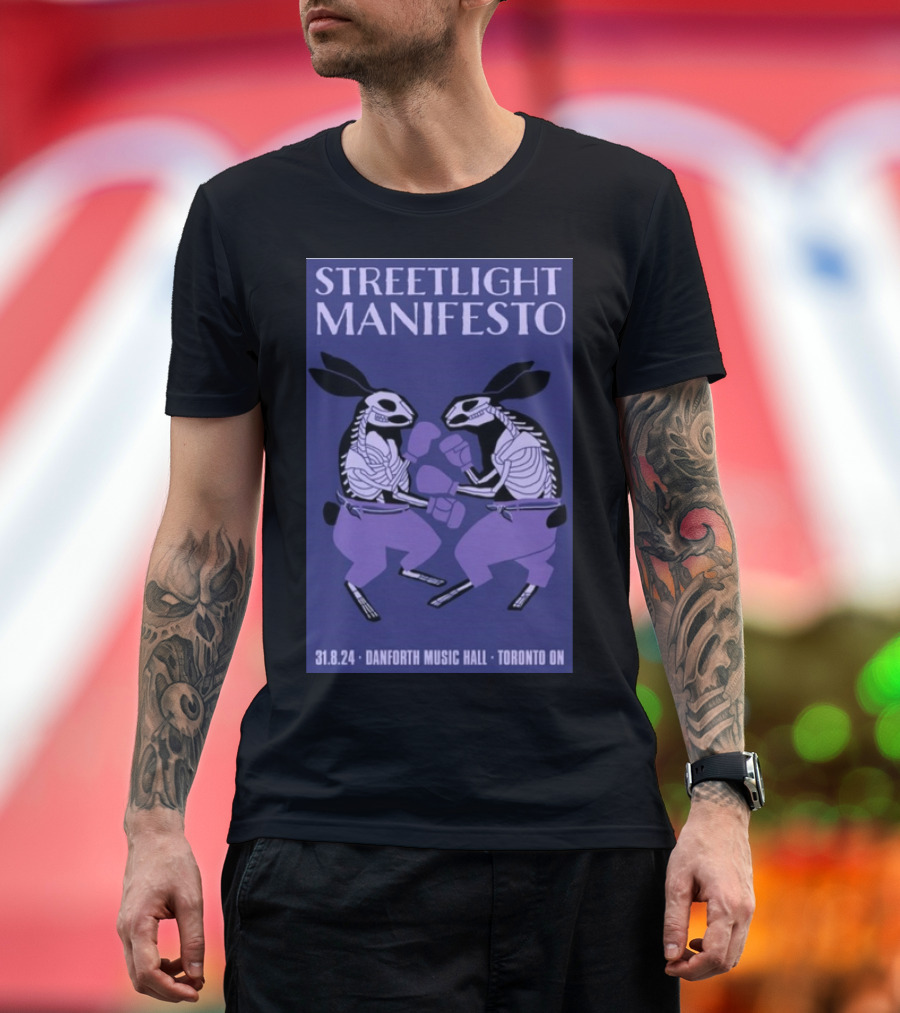 Streetlight Manifesto Danforth Music Hall Toronto ON Aug 31 2024 Boxing Skeleton Rabbits T-Shirt