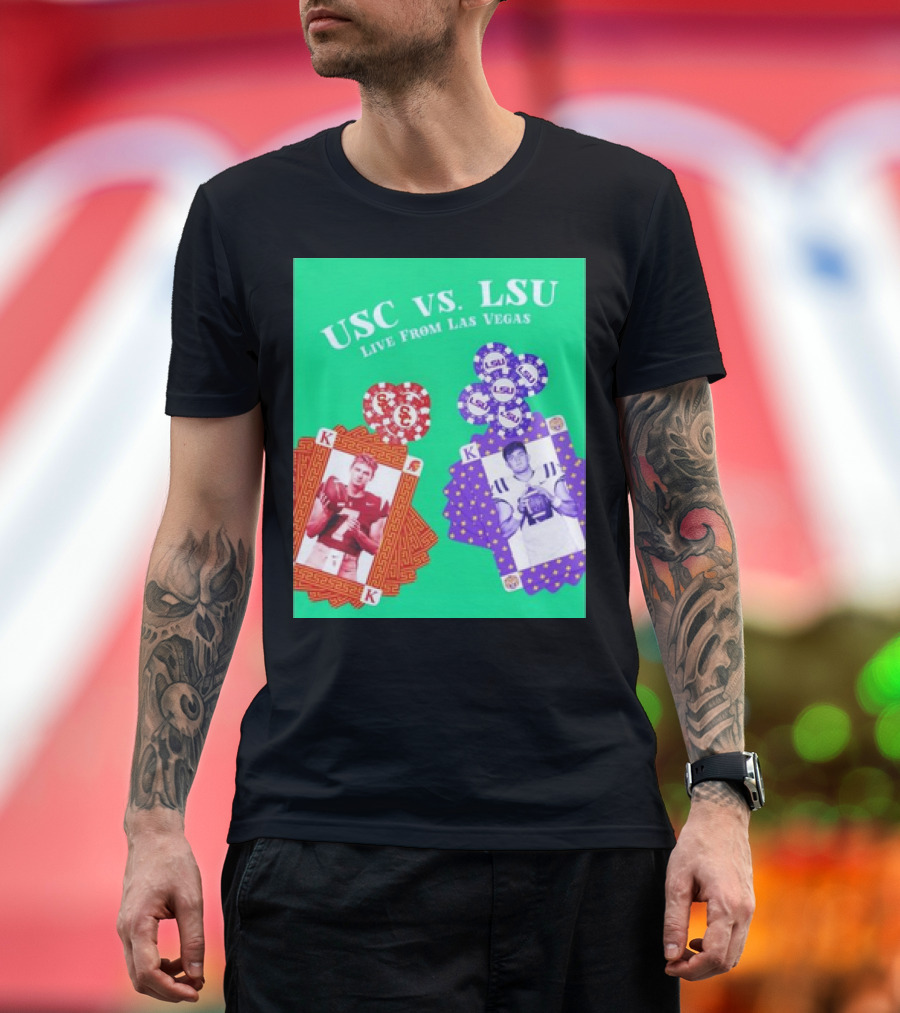 USC vs LSU Live from Las Vegas Poker Cards T-Shirt