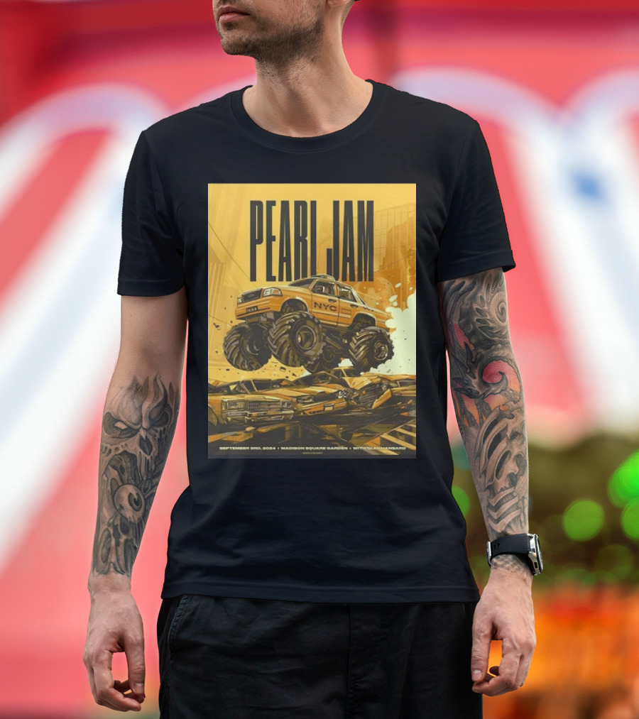 Pearl Jam NYC Monster Truck Tour Poster Madison Square Garden September 3rd 2024 Glen Hansard T-Shirt