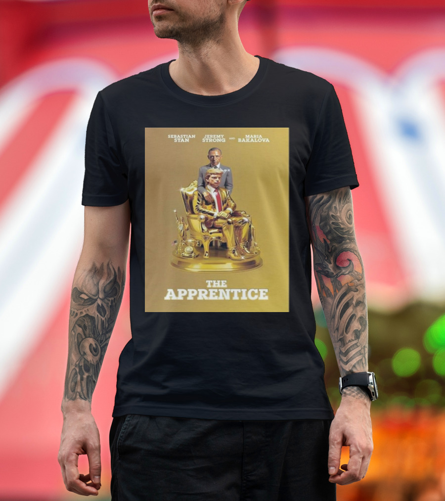 Sebastian Stan and Jeremy Strong in The Apprentice Featuring Donald Trump Golden Statue T-Shirt