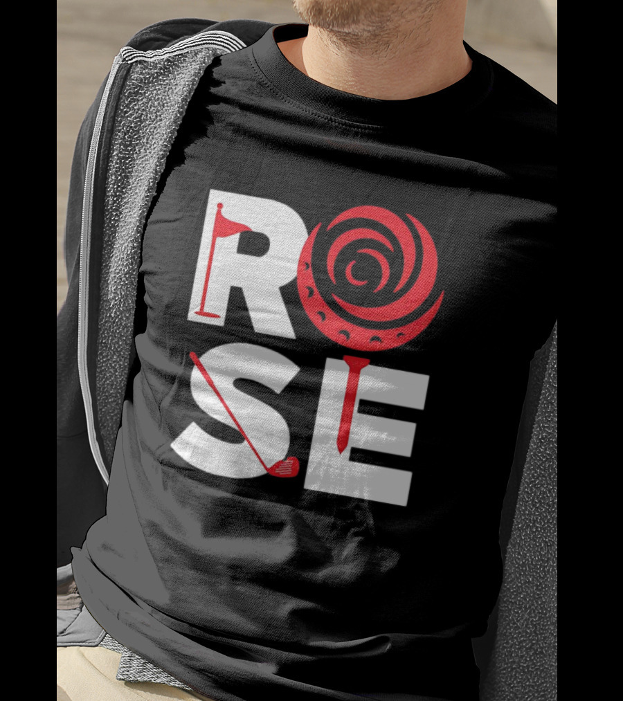 Rose Golf Flag Swirl Iconic Stacked Letters T-Shirt
