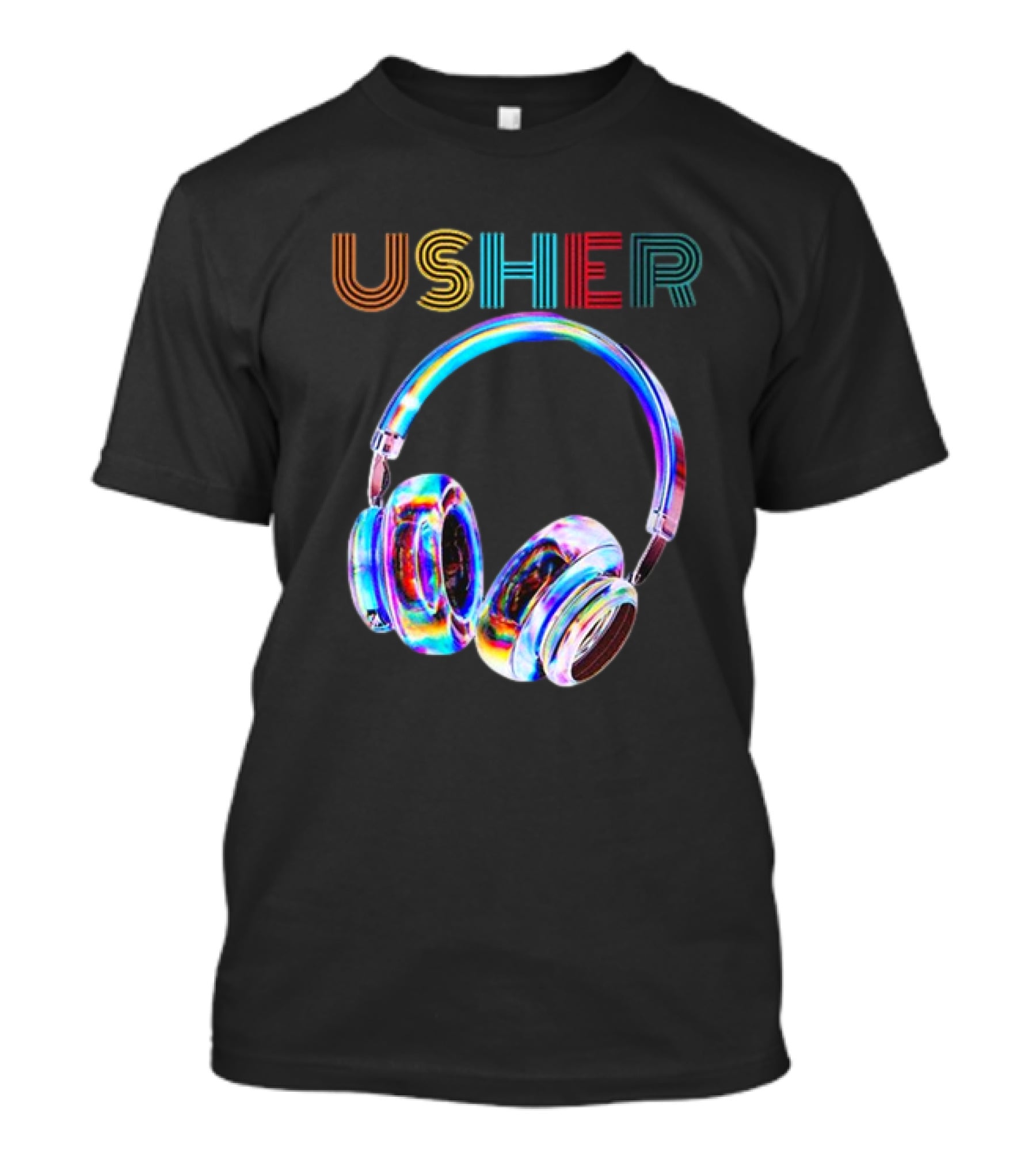 USHER Vintage Headphone Hiphop Music Fan T-Shirt