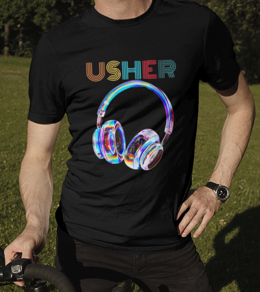 USHER Vintage Headphone Hiphop Music Fan T-Shirt