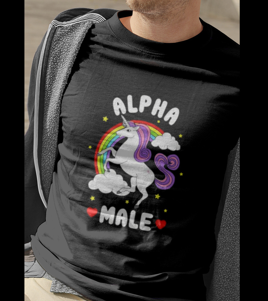 Alpha Male Unicorn Rainbow Father's Day T-Shirt