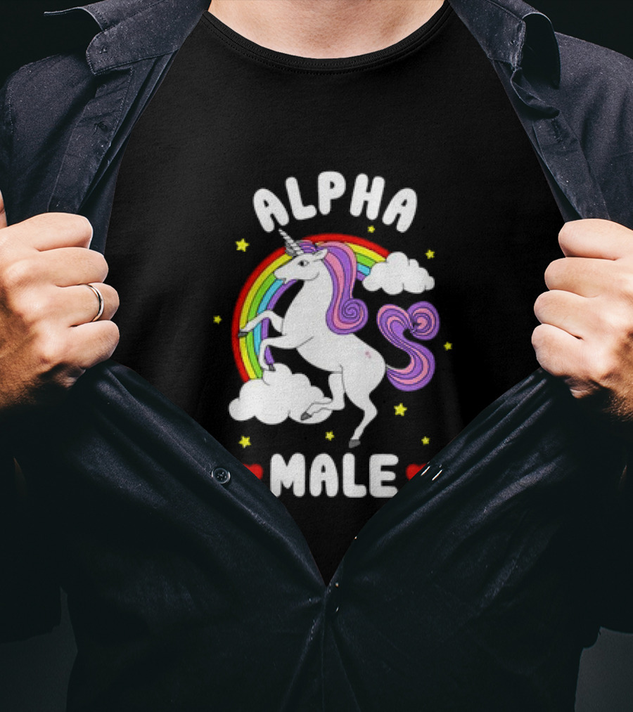 Alpha Male Unicorn Rainbow Father's Day T-Shirt