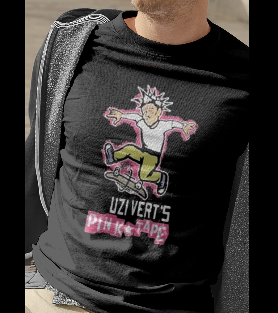 Uzi Vert's Pink Tape Skateboarding Character With Spiky Hair T-Shirt