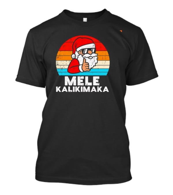Santa Mele Kalikimaka Christmas Vintage Retro Sunset Thumbs Up T-Shirt