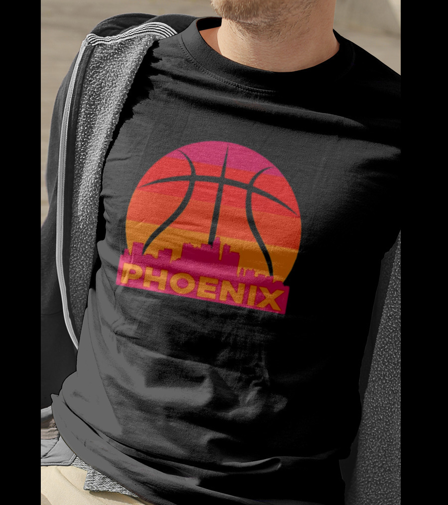 Phoenix City Skyline Basketball Sunset T-Shirt