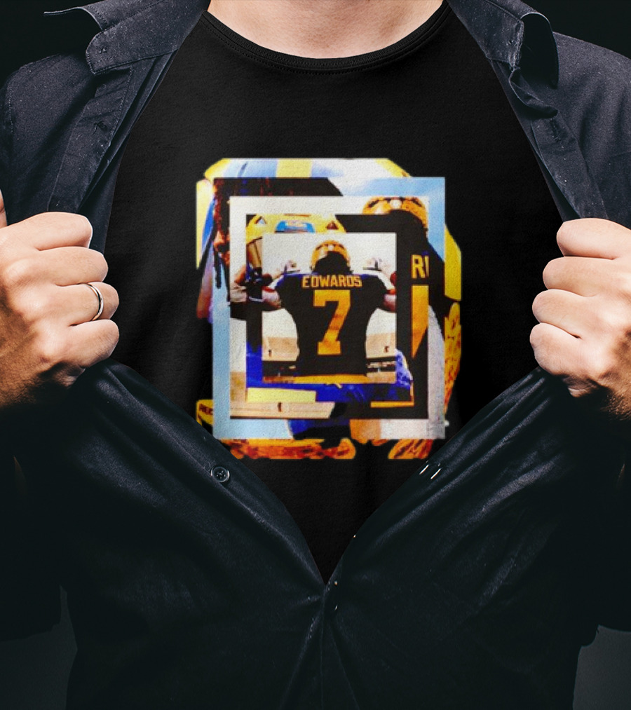 Michigan Wolverines Donovan Edwards Number 7 Football Collage T-Shirt