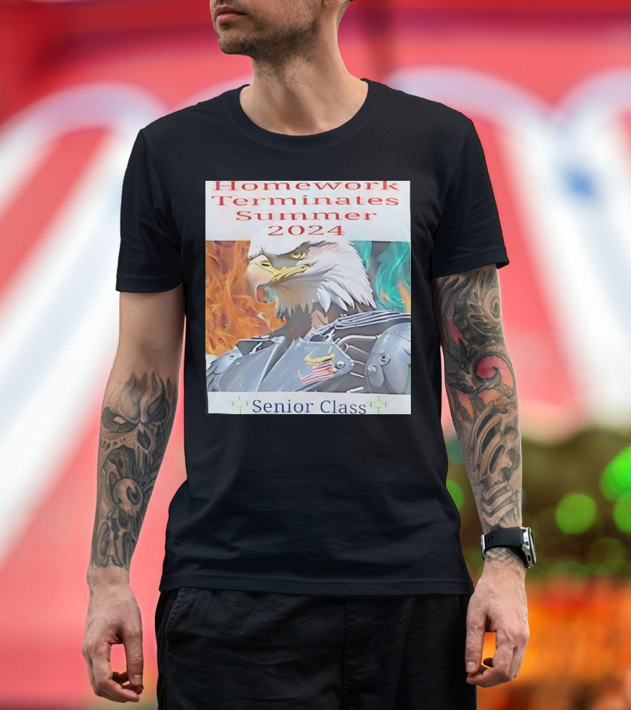 Homework Terminates Summer 2024 Eagle Senior Class T-Shirt