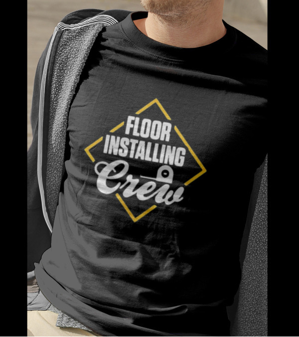 FLOOR INSTALLING CREW Tape Measure Yellow Diamond T-Shirt