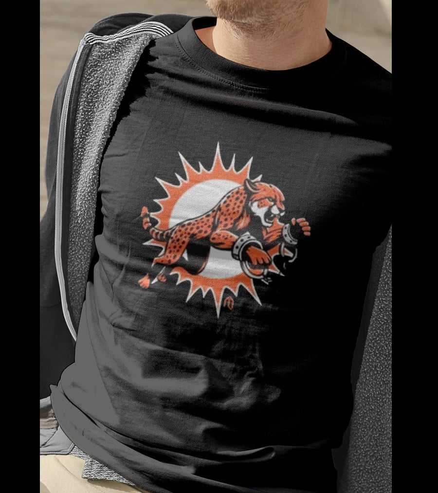 Ty Hill Athlete Cheetah Breaks Free Miami Dolphins Fusion T-Shirt