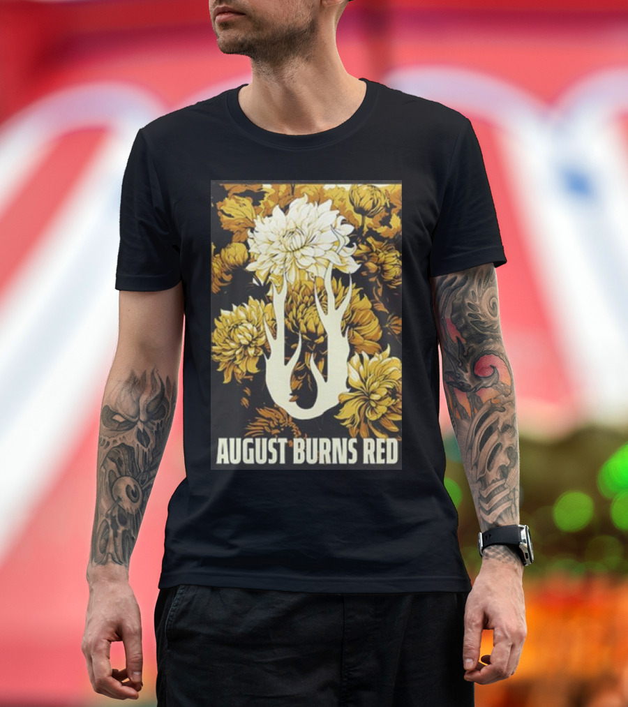 August Burns Red Custom Flower Yellow White Floral Antlers T-Shirt