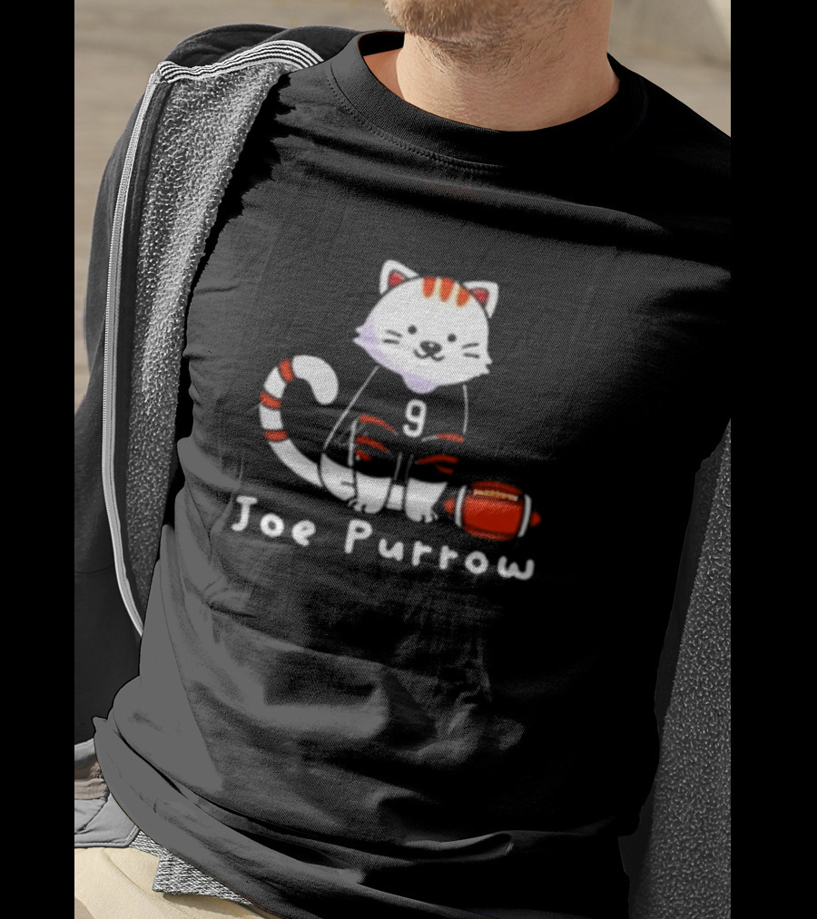 Cincinnati Bengals Cat Joe Purrow Football Player T-Shirt