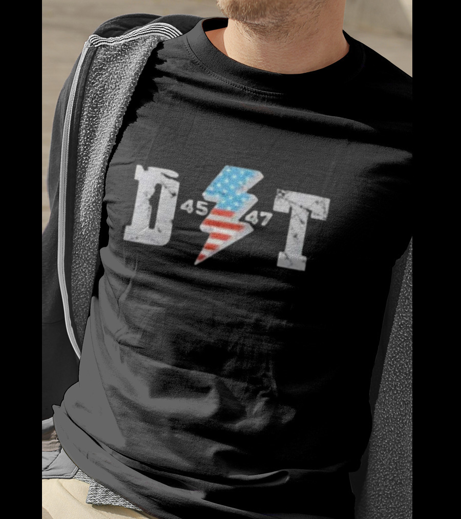 D 45 47 Lightning American Flag T-Shirt