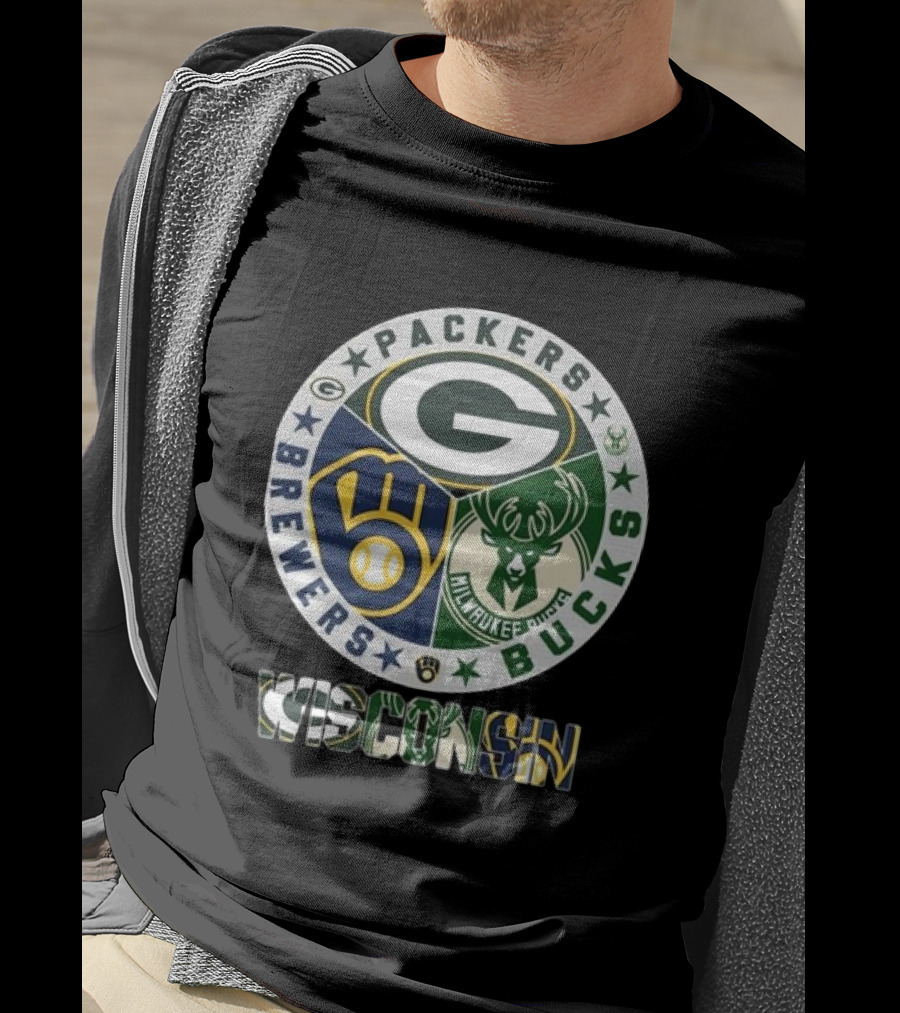 Green Bay Packers Milwaukee Brewers Milwaukee Bucks Wisconsin T-Shirt