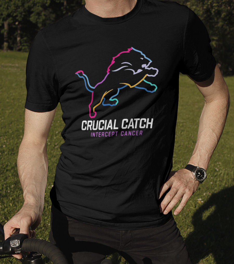 Detroit Lions Crucial Catch Intercept Cancer Awareness T-Shirt