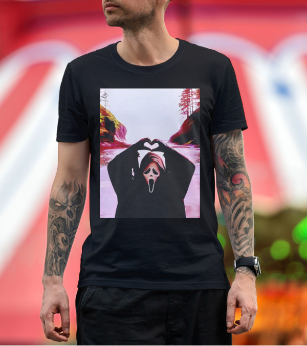 Premium T-Shirt: Ghostface Heart Hands Scream Halloween Spooky Woods T-Shirt Ghostface Heart Hands Scream Halloween Spooky Woods T-Shirt