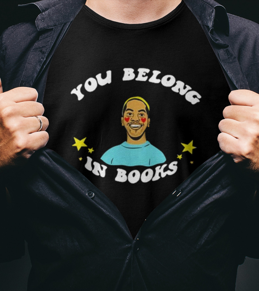 You Belong In Books Mychal Threets Stars And Smiling Face T-Shirt