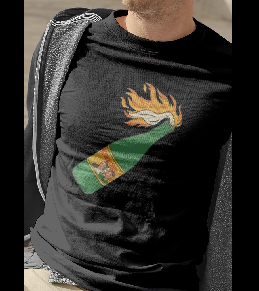 Kneecap Flaming Buckfast Molotov Bottle Green T-Shirt