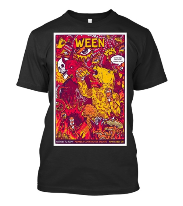 Ween August 9 2024 Pioneer Courthouse Square Portland OR Psychedelic Monster T-Shirt