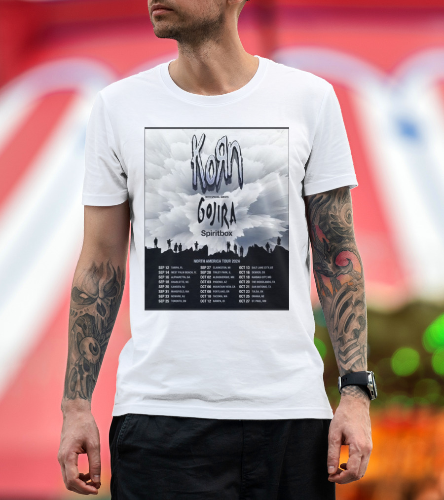 Korn 2024 North America Tour with Gojira and Spiritbox Dates and Locations T-Shirt