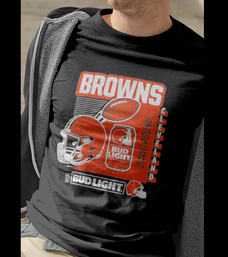 Browns Cleveland Bud Light Dawg Pound Football Helmet T-Shirt