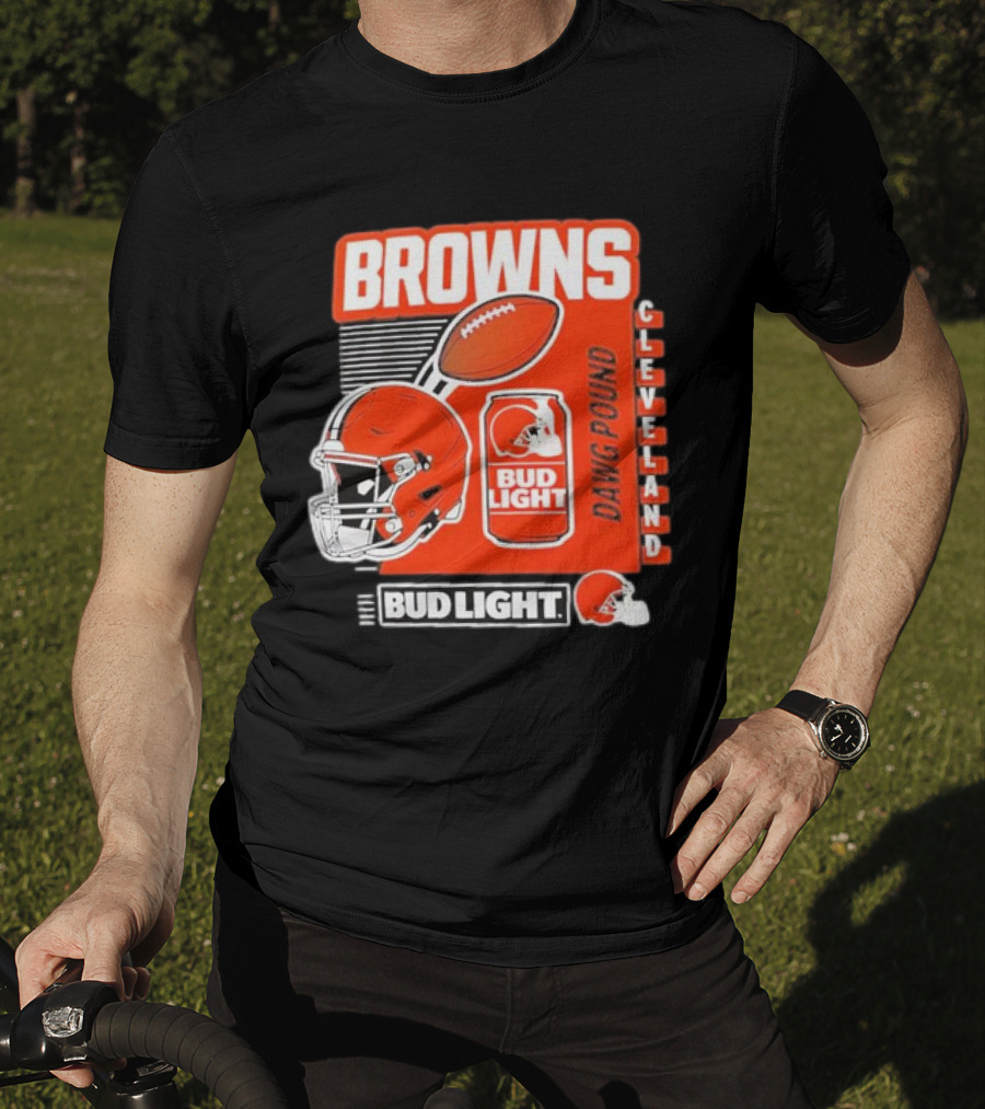 Browns Cleveland Bud Light Dawg Pound Football Helmet T-Shirt