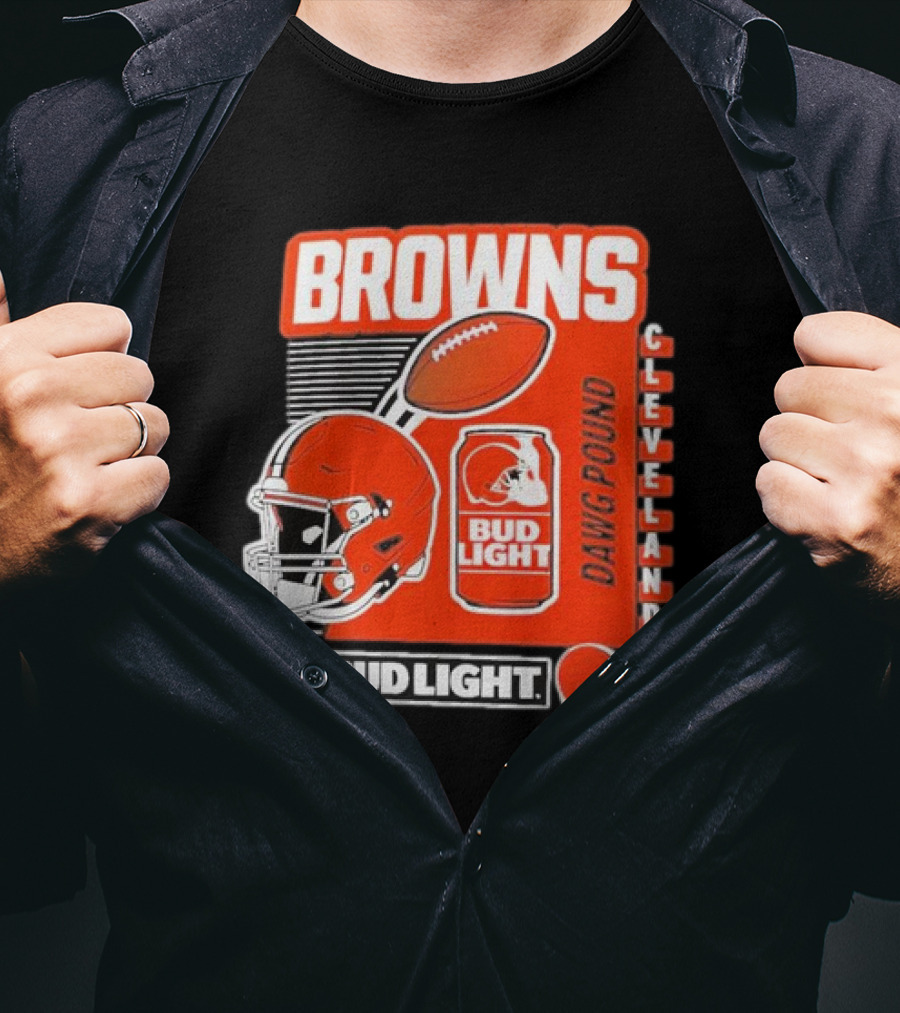 Browns Cleveland Bud Light Dawg Pound Football Helmet T-Shirt