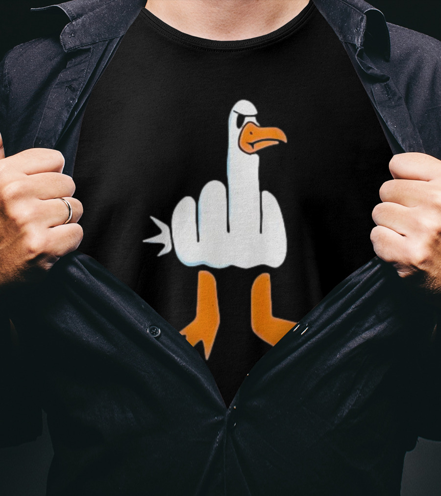 Duck Flipping The Bird Middle Finger Gesture T-Shirt