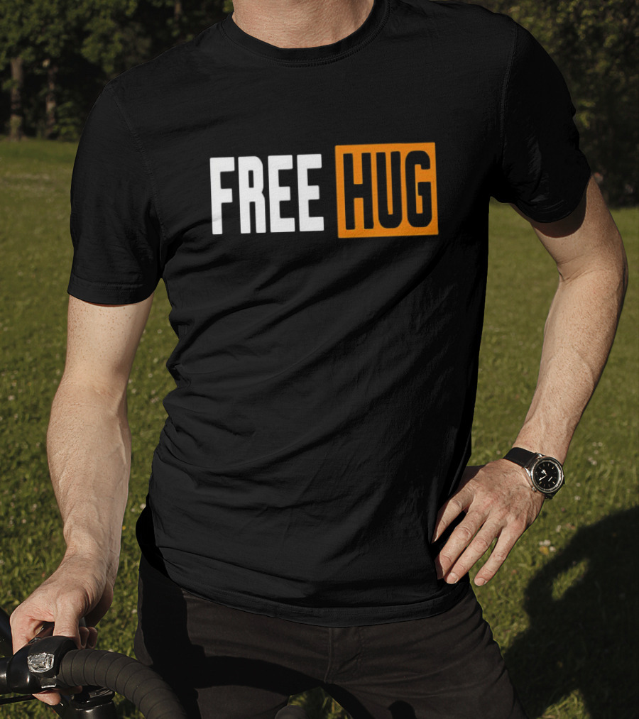 FREE HUG Logo Text With Orange Background Block T-Shirt