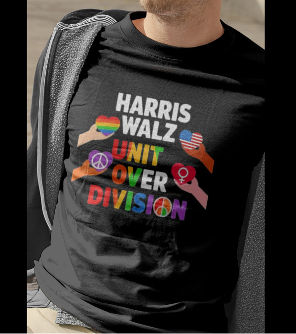 Harris Walz Unity Over Division Peace Gender Equality American Flag T-Shirt