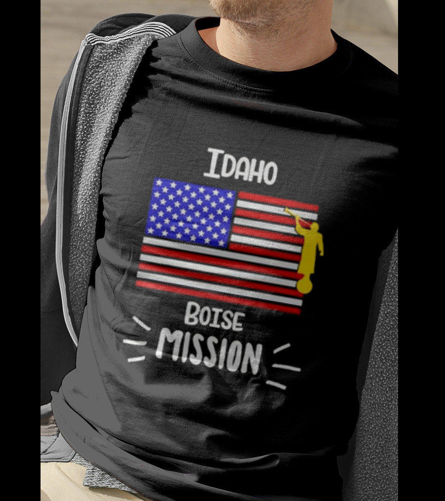 Idaho Boise Mission US Flag With Angel Moroni T-Shirt