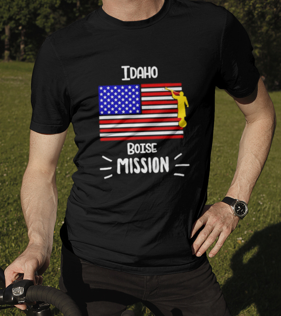 Idaho Boise Mission US Flag With Angel Moroni T-Shirt
