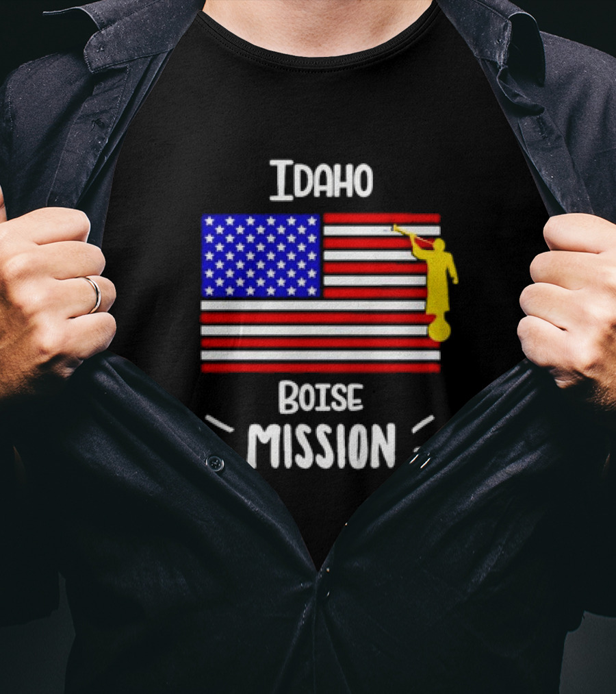 Idaho Boise Mission US Flag With Angel Moroni T-Shirt