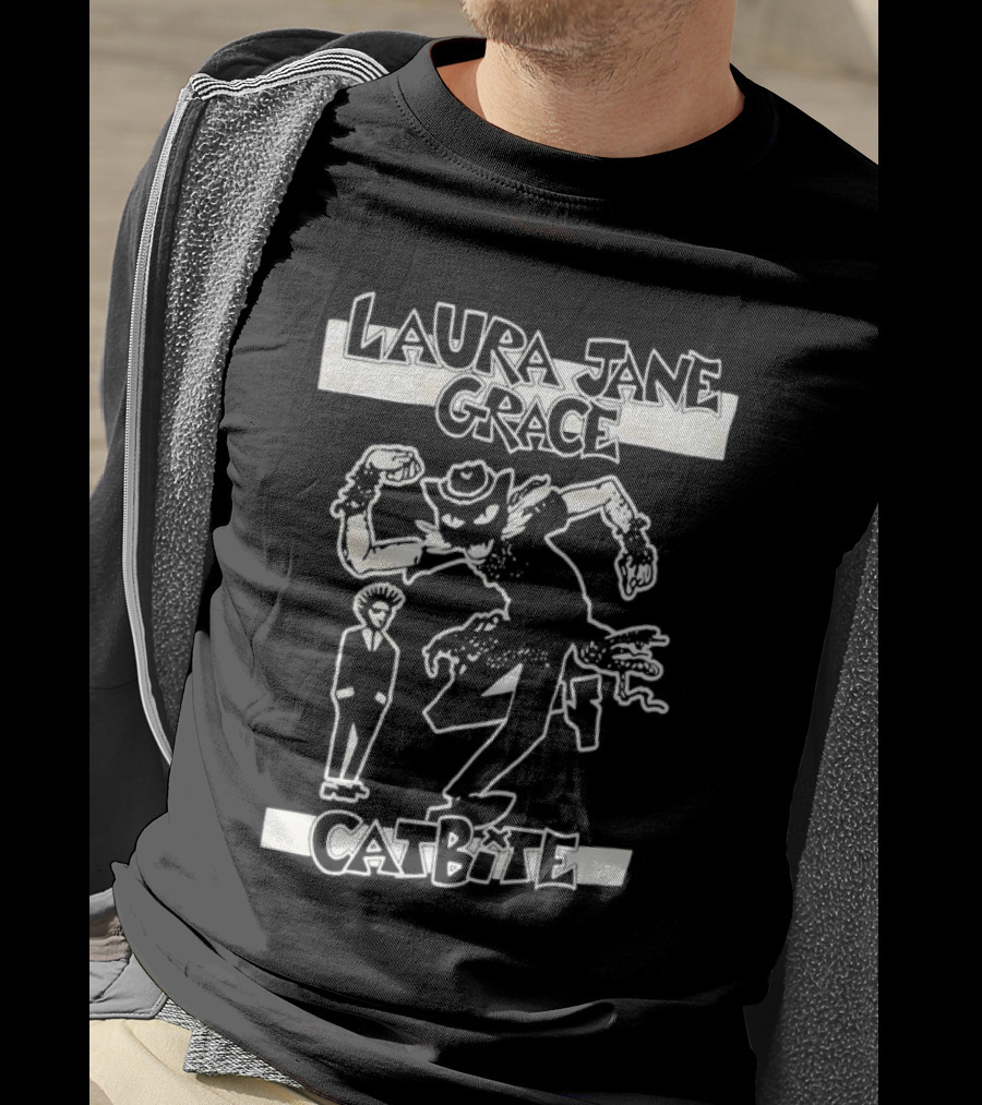 Laura Jane Grace Catbite Cartoon Cat With Suit And Tie Character T-Shirt